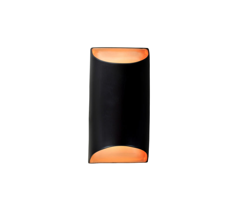 Justice Designs CER-5750-CBGD One Light Wall Sconce, Carbon Matte Black w/ Champagne Gold