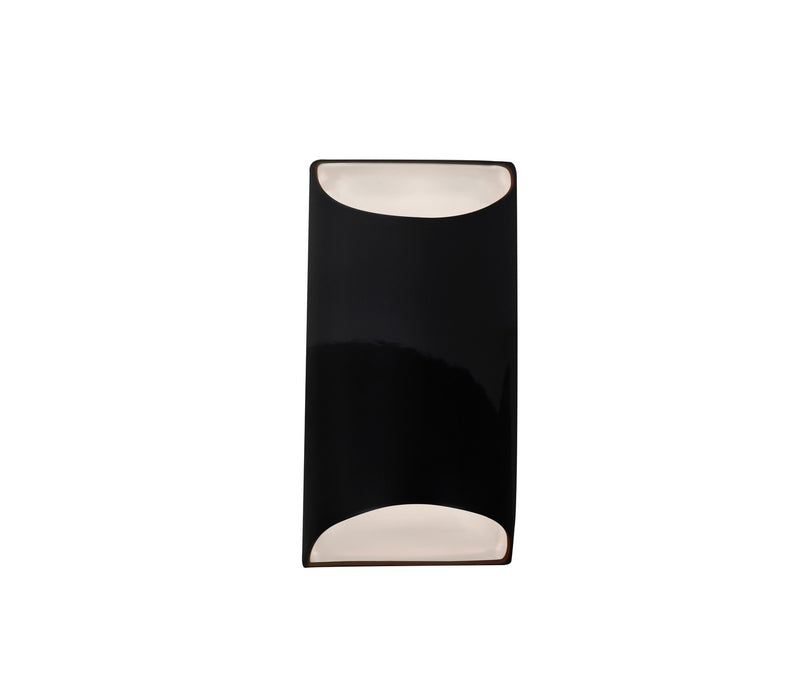 Justice Designs CER-5750W-BKMT LED Outdoor Wall Sconce, Gloss Black w/ Matte White