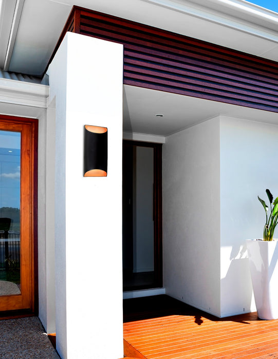 Justice Designs CER-5750W-CBGD LED Outdoor Wall Sconce, Carbon Matte Black w/ Champagne Gold