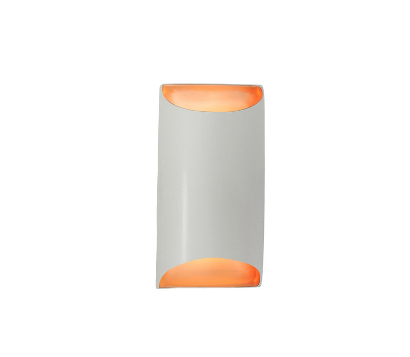 Justice Designs CER-5750W-MTGD LED Outdoor Wall Sconce, Matte White w/ Champagne Gold