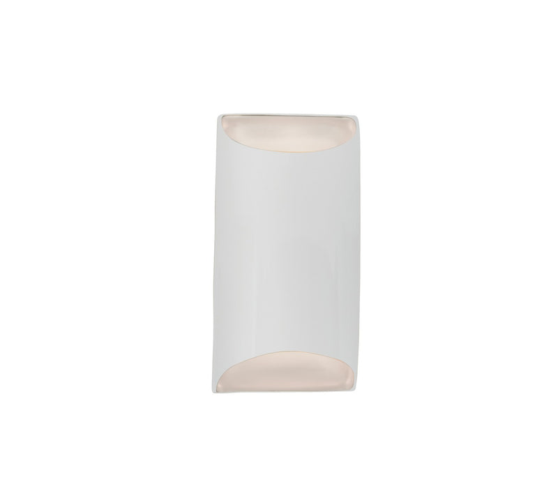 Justice Designs CER-5750-WTWT One Light Wall Sconce, Gloss White (outside and inside of fixture)