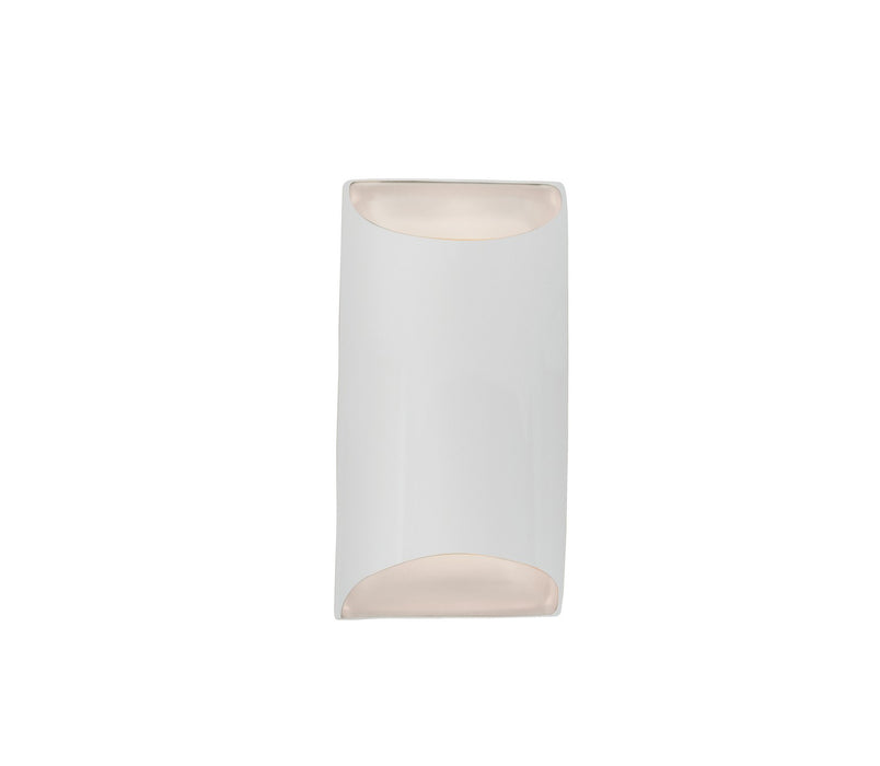 Justice Designs CER-5750W-WTWT LED Outdoor Wall Sconce, Gloss White (outside and inside of fixture)