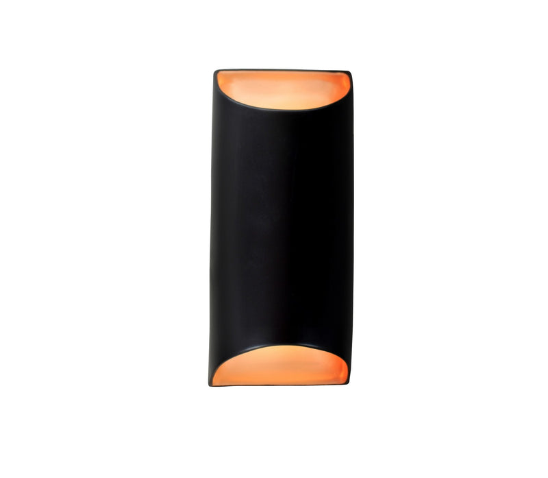 Justice Designs CER-5755-CBGD Two Light Wall Sconce, Carbon Matte Black w/ Champagne Gold