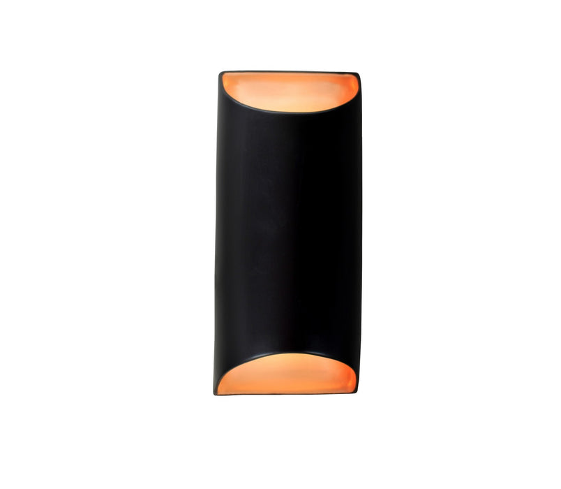 Justice Designs CER-5755-CBGD Two Light Wall Sconce, Carbon Matte Black w/ Champagne Gold