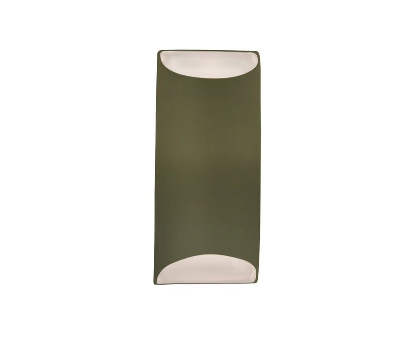 Justice Designs CER-5755-MGRN Two Light Wall Sconce, Matte Green