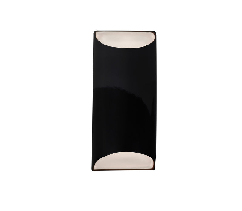 Justice Designs CER-5755W-BKMT LED Outdoor Wall Sconce, Gloss Black w/ Matte White