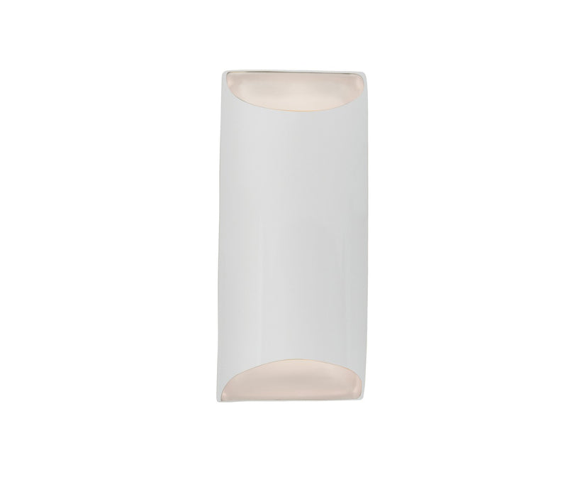 Justice Designs CER-5755W-WTWT LED Outdoor Wall Sconce, Gloss White (outside and inside of fixture)