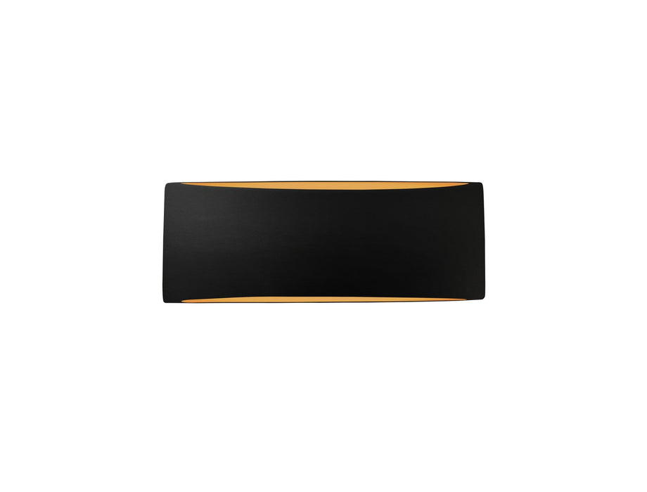 Justice Designs CER-5765-CBGD One Light Wall Sconce, Carbon Matte Black w/ Champagne Gold