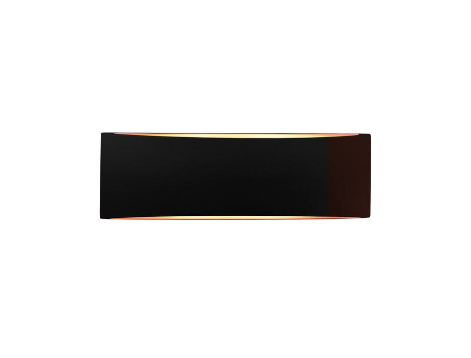 Justice Designs CER-5767-CBGD Two Light Wall Sconce, Carbon Matte Black w/ Champagne Gold
