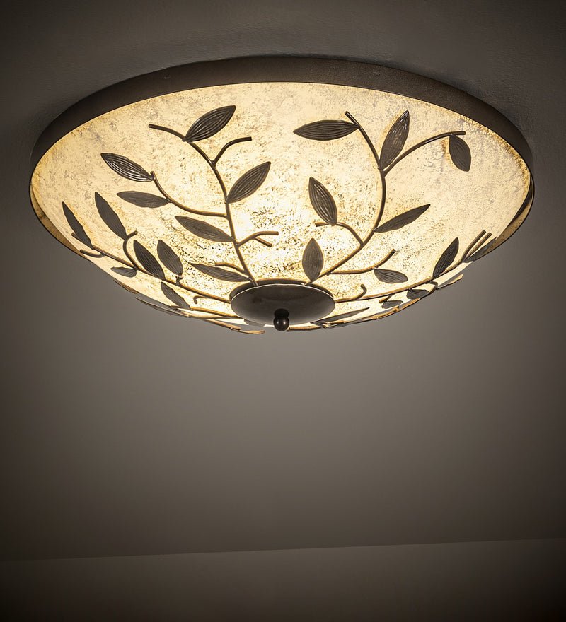 Meyda Tiffany 271994 Three Light Flushmount, Antique Hammered Gold