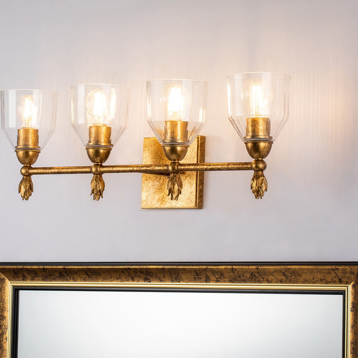 Lucas + McKearn BB1000G-4F1G Four Light Bath Bar, Gold