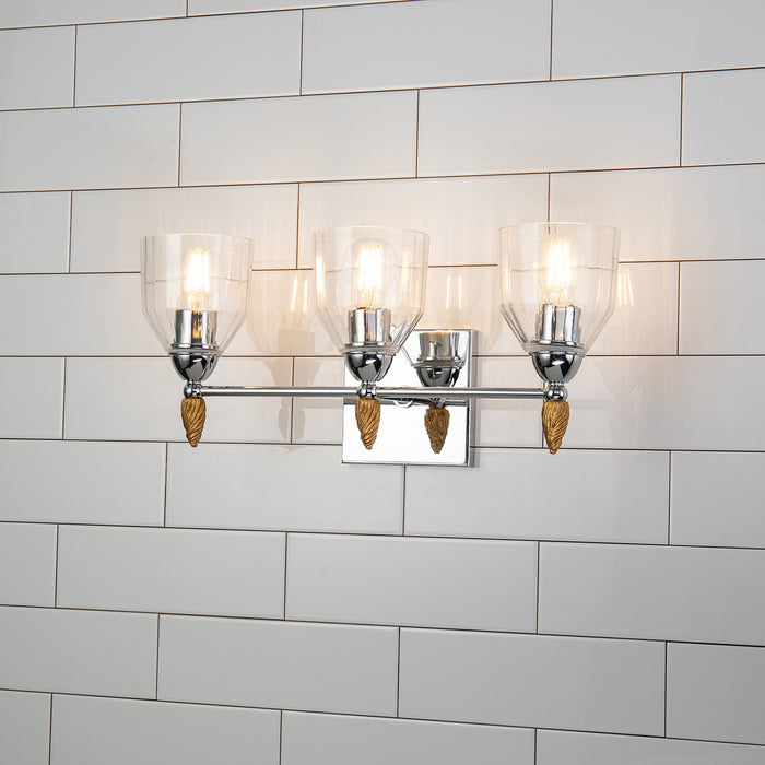 Lucas + McKearn BB1000PC-3-F2G Three Light Vanity, Polished Chrome