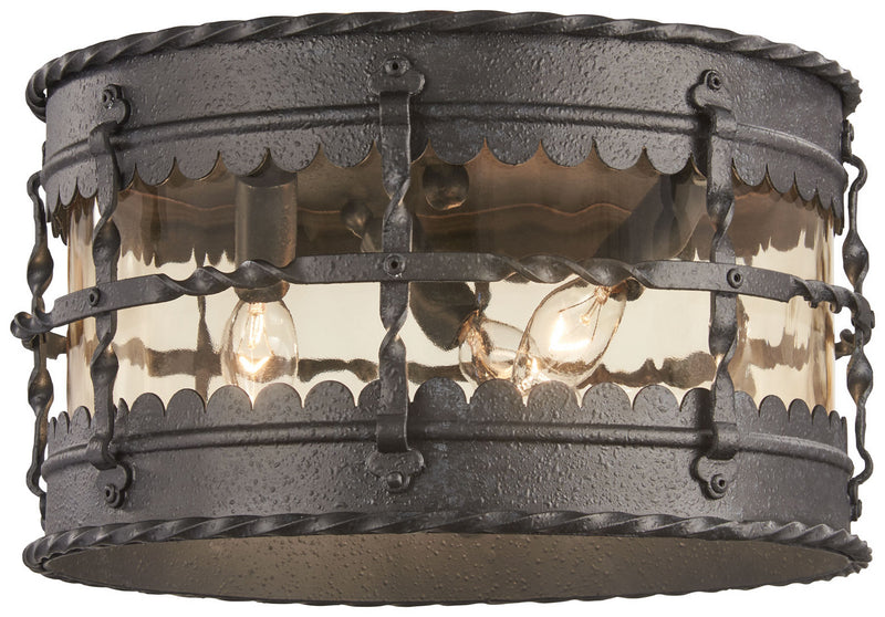 Minka-Lavery 8889-A39 Three Light Flush Mount, Spanish Iron