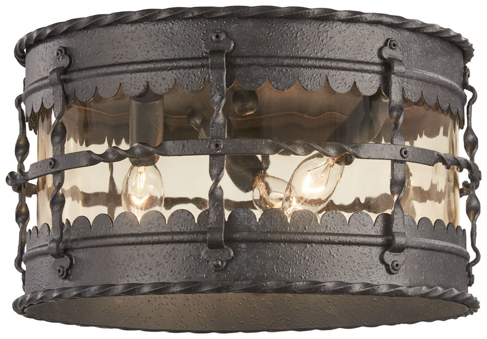 Minka-Lavery 8889-A39 Three Light Flush Mount, Spanish Iron