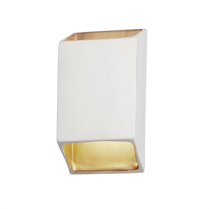 Justice Designs CER-5875-MTGD LED Wall Sconce, Matte White w/ Champagne Gold