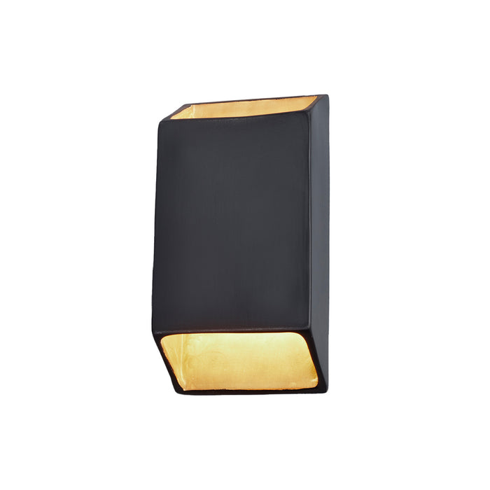 Justice Designs CER-5875W-CBGD LED Wall Sconce, Carbon Matte Black with Champagne Gold internal