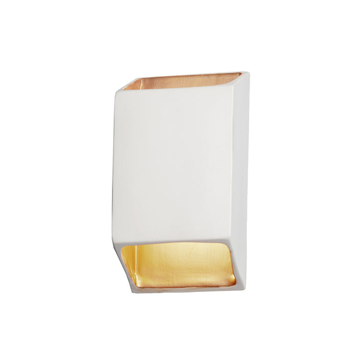 Justice Designs CER-5875W-MTGD LED Wall Sconce, Matte White with Champagne Gold internal