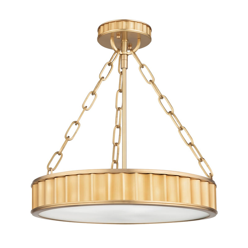 Hudson Valley 901-AGB Three Light Semi Flush Mount, Aged Brass