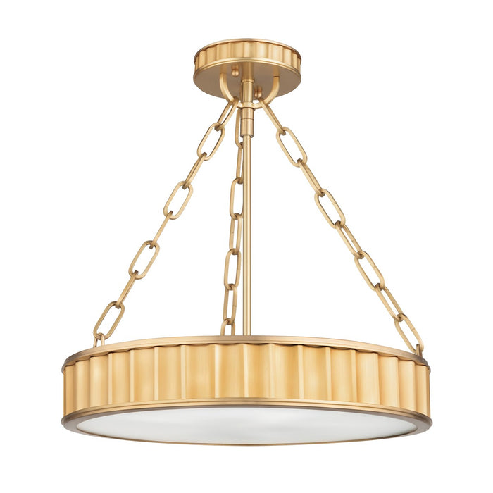 Hudson Valley 901-AGB Three Light Semi Flush Mount, Aged Brass