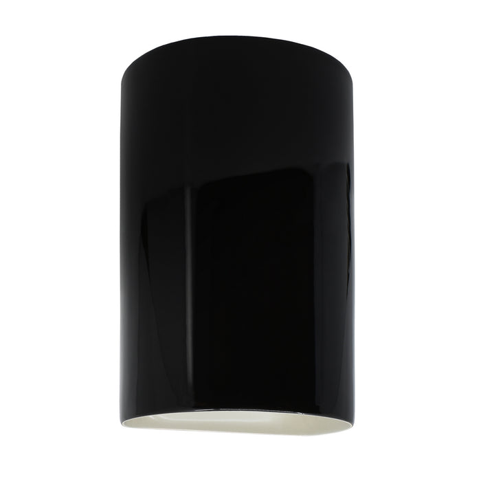 Justice Designs CER-5945W-BKMT LED Wall Sconce, Gloss Black with Matte White internal