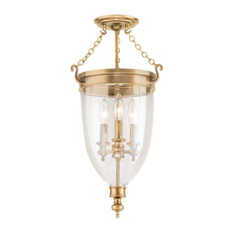 Hudson Valley 141-AGB Three Light Semi Flush Mount, Aged Brass