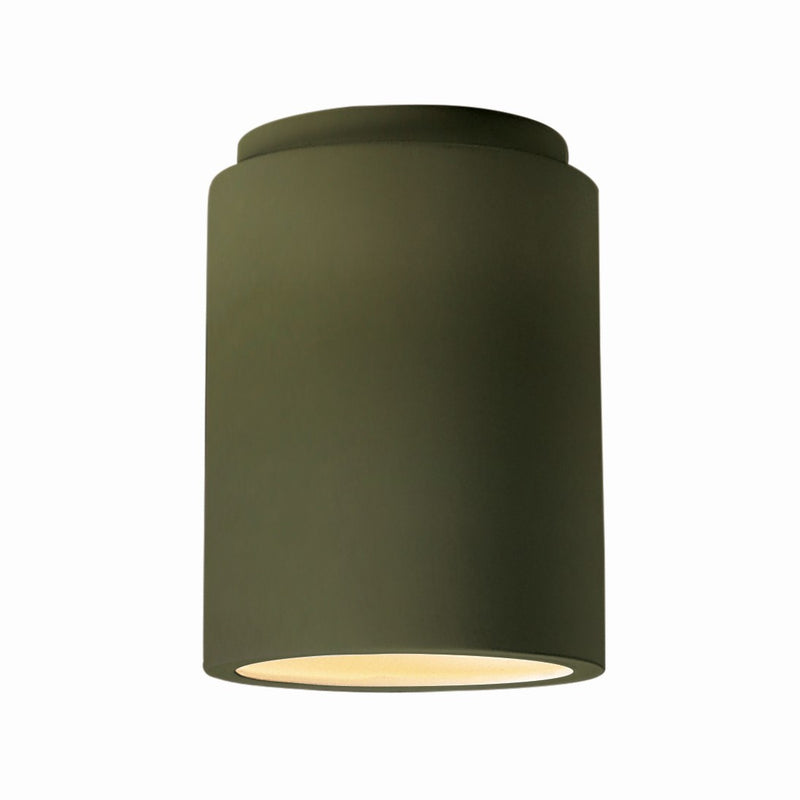 Justice Designs CER-6100W-MGRN One Light Outdoor Flush Mount, Matte Green