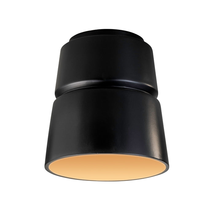 Justice Designs CER-6150-CBGD One Light Flush-Mount, Carbon Matte Black/Champagne Gold