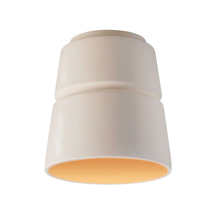 Justice Designs CER-6150-MTGD One Light Flush-Mount, Matte White/Champagne Gold