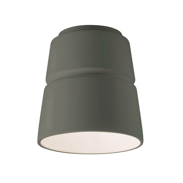 Justice Designs CER-6150-PWGN One Light Flush-Mount, Pewter Green