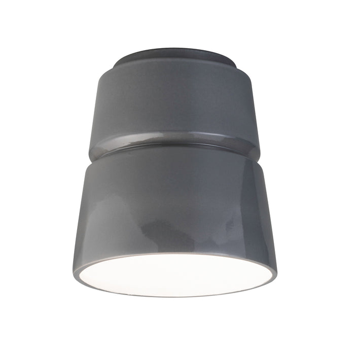 Justice Designs CER-6150W-GRY One Light Outdoor Flush-Mount, Gloss Gray