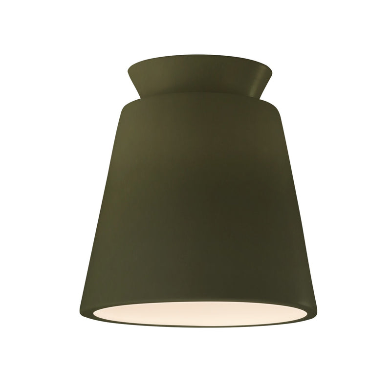 Justice Designs CER-6170-MGRN One Light Flush-Mount, Matte Green