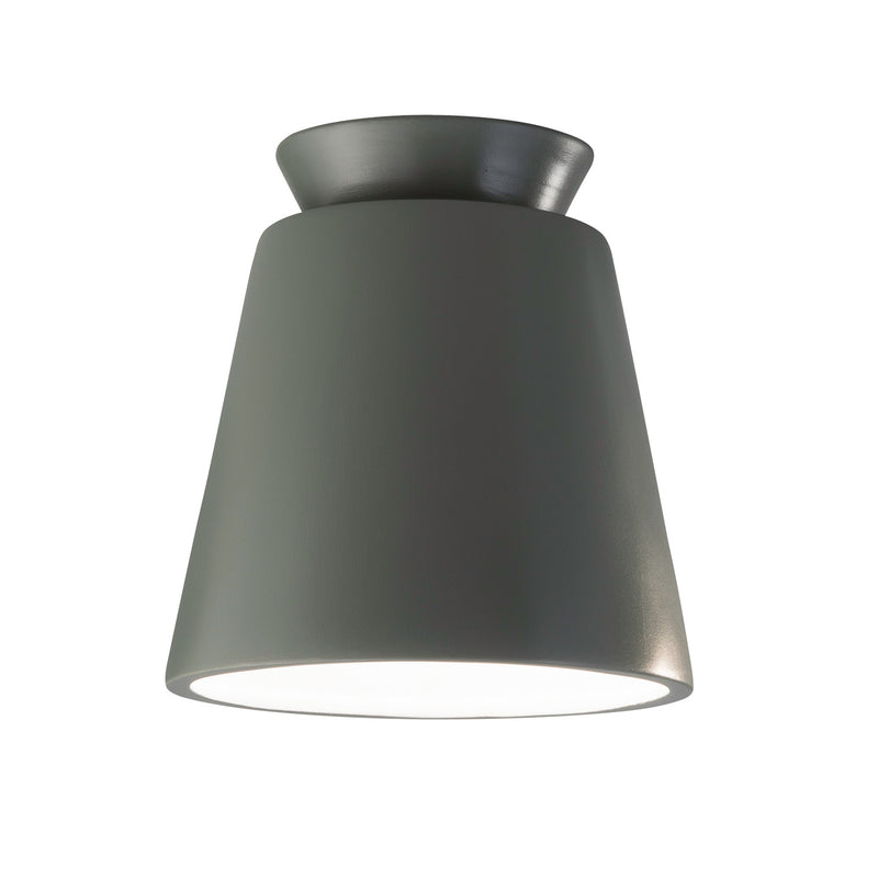 Justice Designs CER-6170W-PWGN One Light Outdoor Flush-Mount, Pewter Green