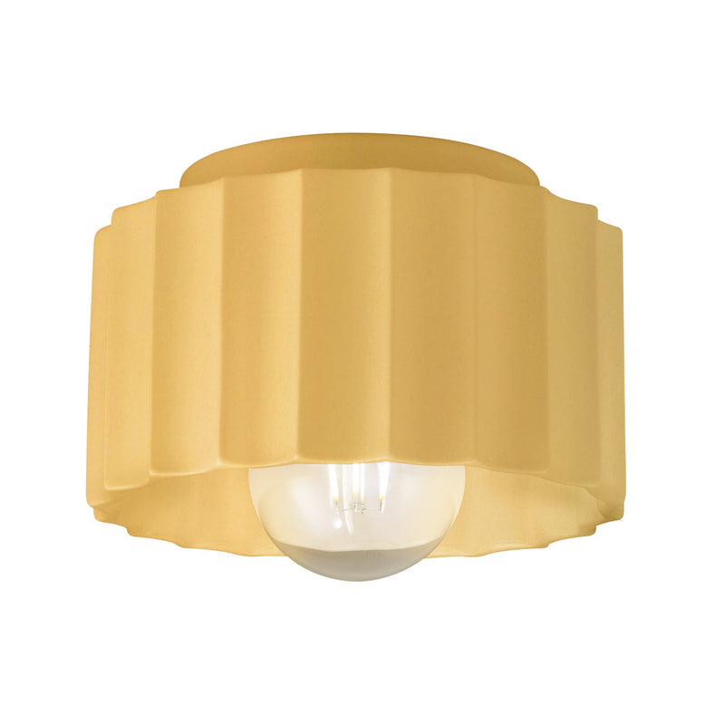 Justice Designs CER-6183-MYLW One Light Flush-Mount, Muted Yellow