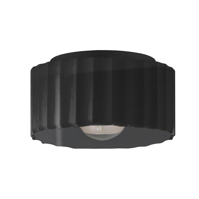 Justice Designs CER-6185-BLK One Light Flush-Mount, Gloss Black