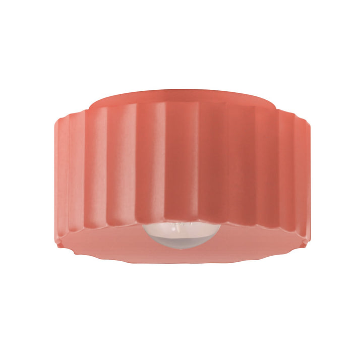 Justice Designs CER-6185-BSH One Light Flush-Mount, Gloss Blush