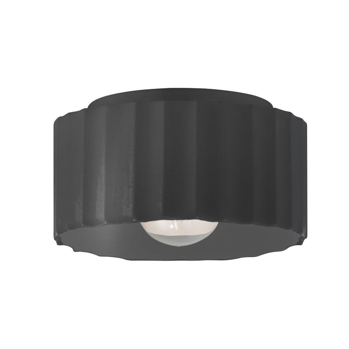 Justice Designs CER-6185-CRB One Light Flush-Mount, Carbon - Matte Black