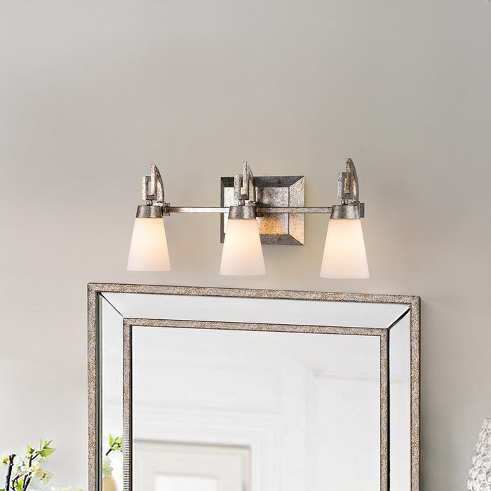 Lucas + McKearn BB1006S-3 Three Light Bath, Silver Leaf