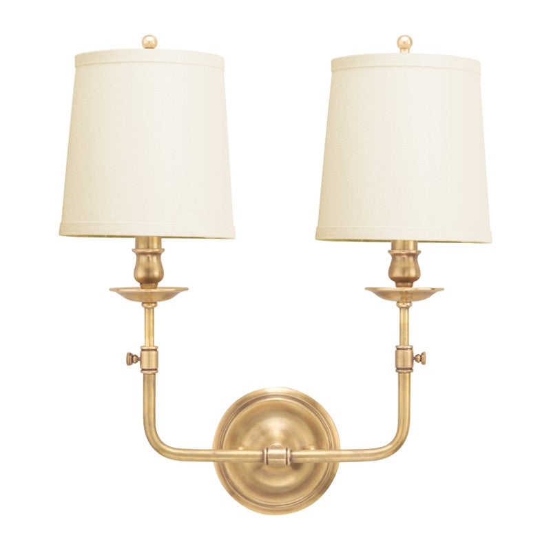 Hudson Valley 172-AGB Two Light Wall Sconce, Aged Brass