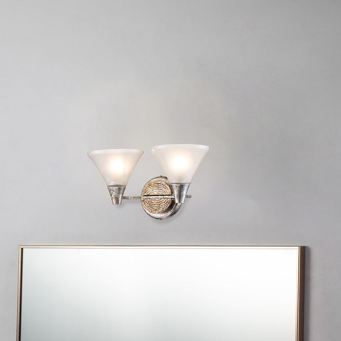 Lucas + McKearn BB1114S-2 Two Light Bath, Silver Leaf