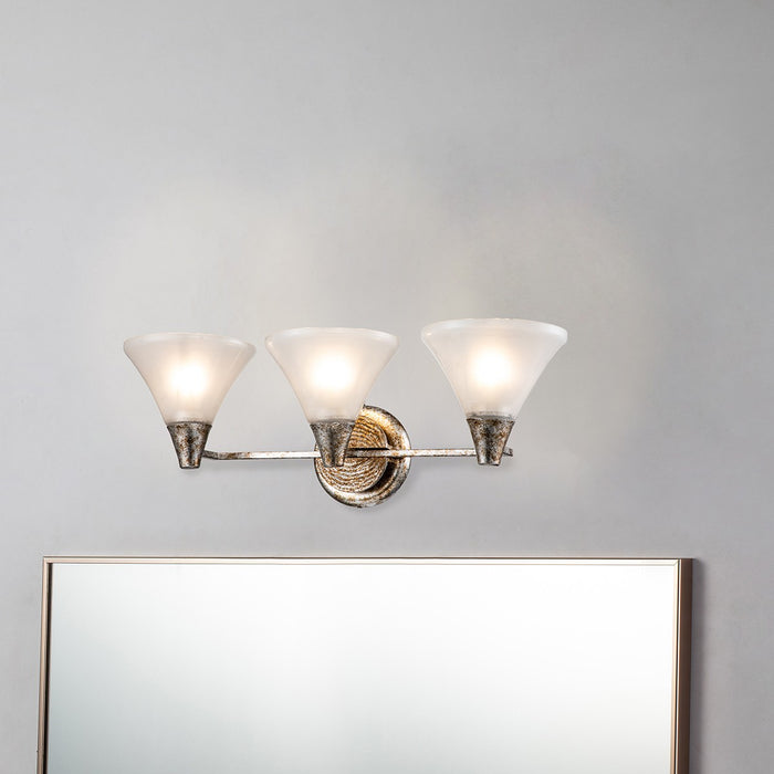 Lucas + McKearn BB1114S-3 Three Light Bath, Silver Leaf