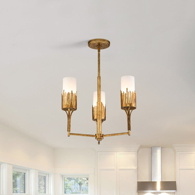 Lucas + McKearn CH20319G-3 Three Light Chandelier, Gold Leaf