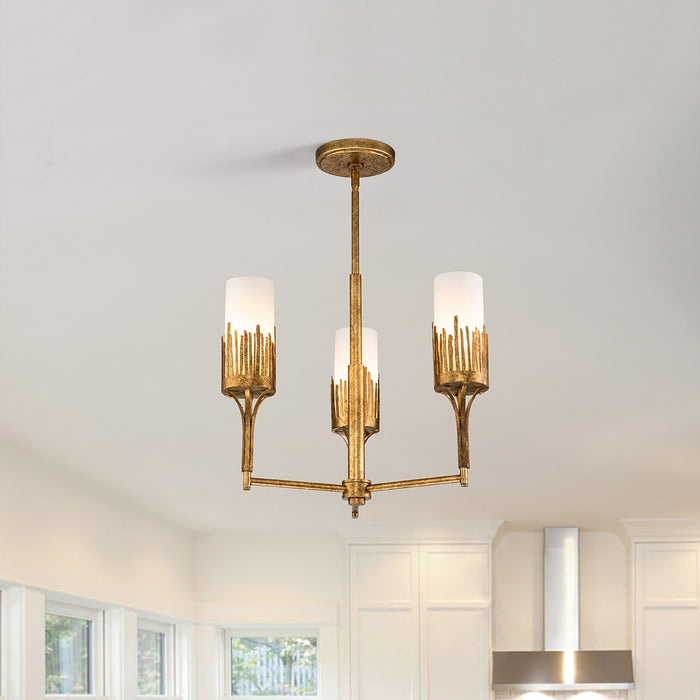 Lucas + McKearn CH20319G-3 Three Light Chandelier, Gold Leaf