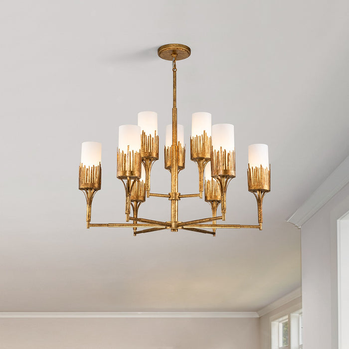 Lucas + McKearn CH20319G-9 Nine Light Chandelier, Gold Leaf