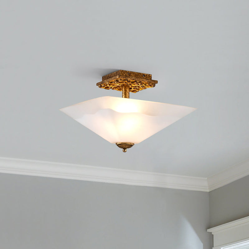 Lucas + McKearn FM1002G-2 Two Light Flush Mount, Gold Leaf