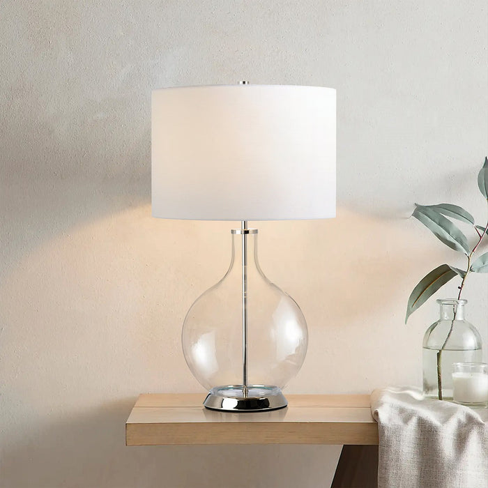 Lucas + McKearn ORB-CLEAR-PN-WHT One Light Table Lamp, Polished Nickel