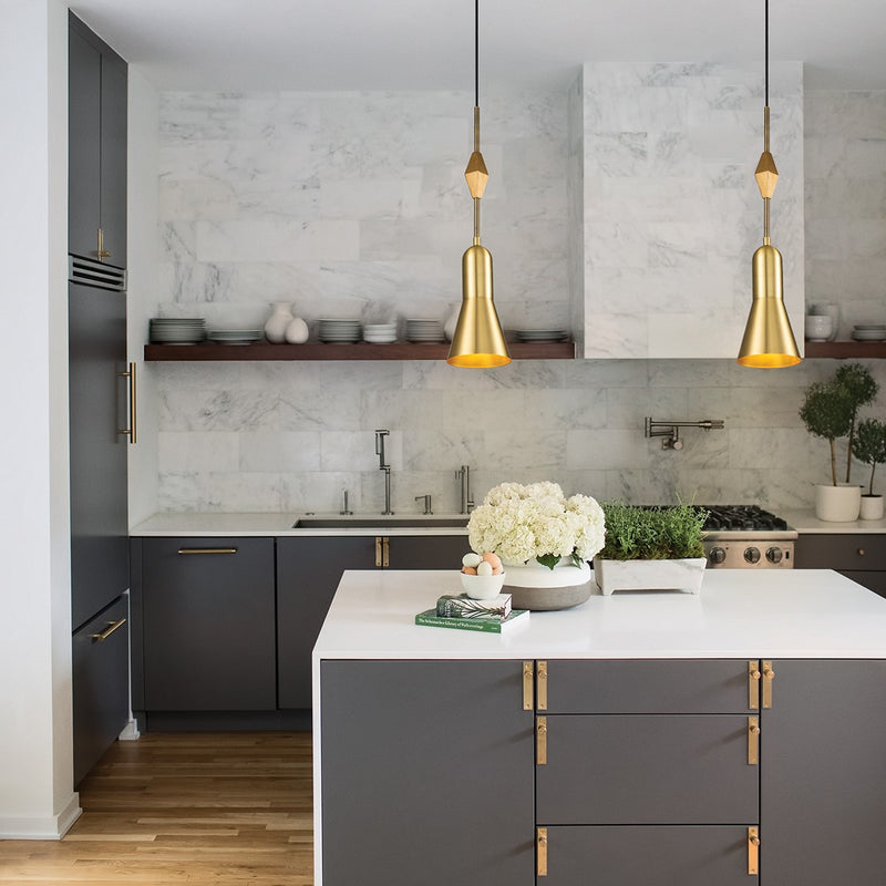 Lucas + McKearn PD00117AGB-1 One Light Pendant, Aged Brass