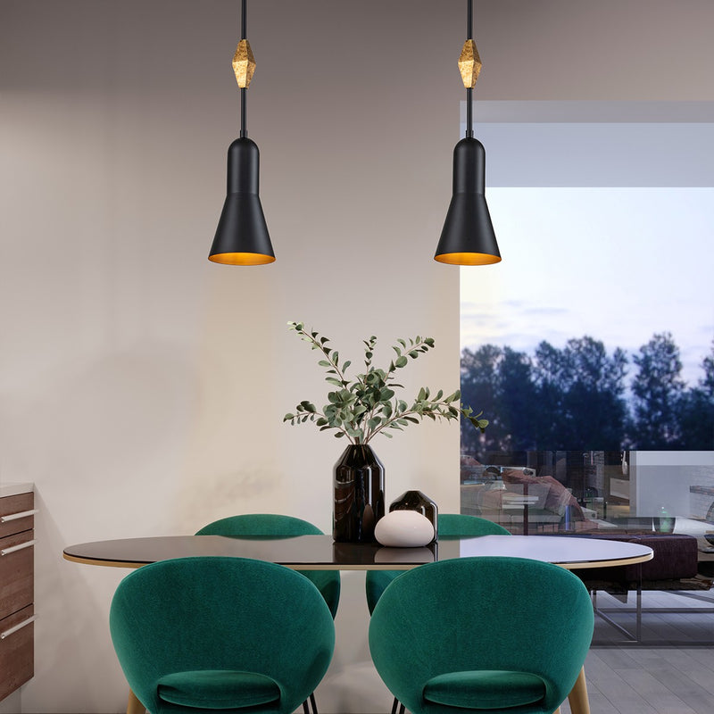 Lucas + McKearn PD00117B-1 One Light Pendant, Matte Black