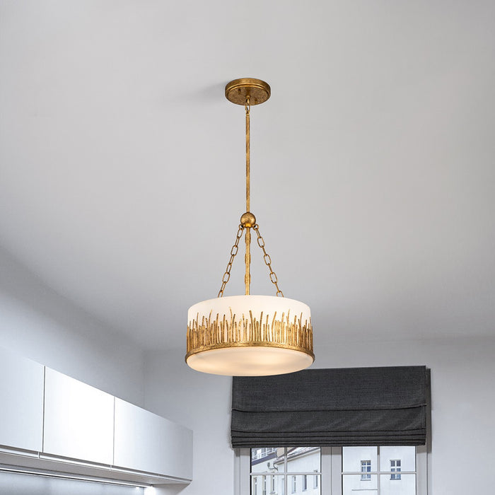 Lucas + McKearn PD20319G-2 Two Light Pendant, Gold Leaf