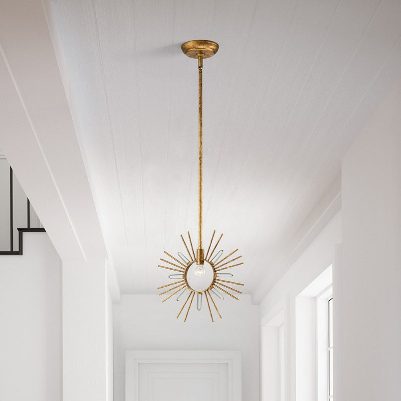Lucas + McKearn PD90647G-1 One Light Pendant, Gold Leaf