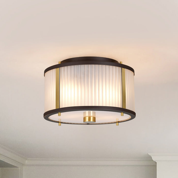 Lucas + McKearn PD-CORONA2P-BAB Two Light Flush Mount, Museum Bronze